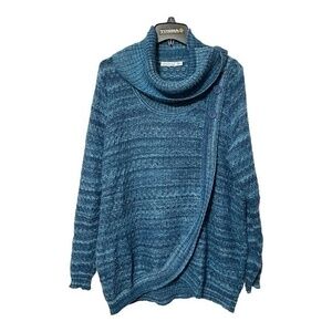 Revolution Cowl Neck Sweater Plus Peacock Button Accent Long Sleeve Knit Womens